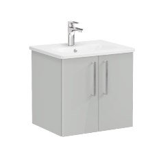 Vitra Root 66359 Lavabo Dolabı, Kapaklı, 60 cm, Parlak İnci Grisi, Yuvarlak Lavabolu